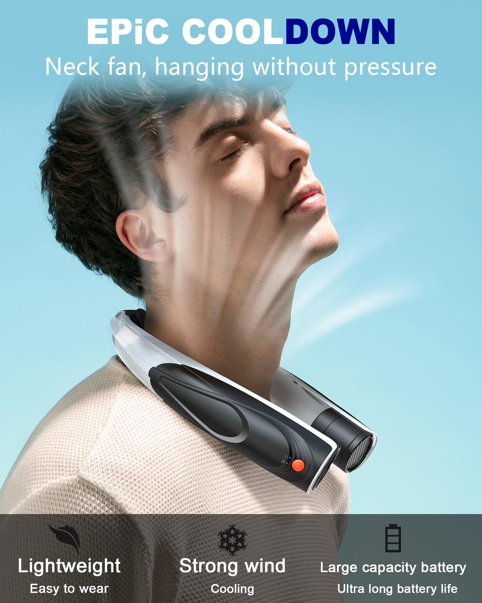 Tenvolti neck fan delivers 360-degree airflow around the neck and face.