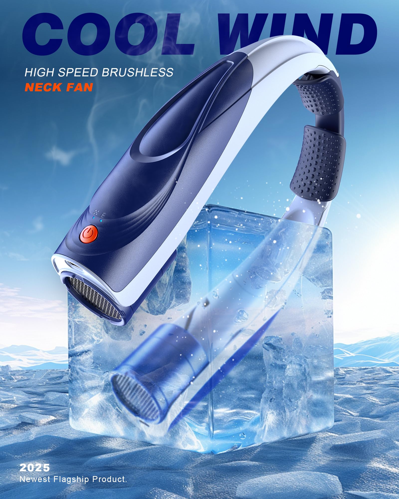 Tenvolti neck fan showing 6-speed control for customizable comfort.