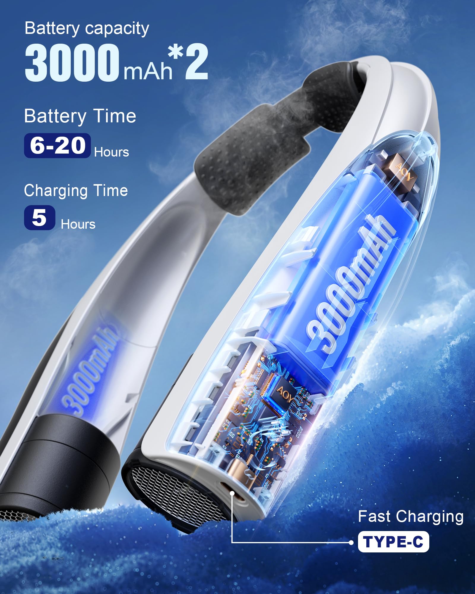 Tenvolti neck fan available in multiple colors for style and function.