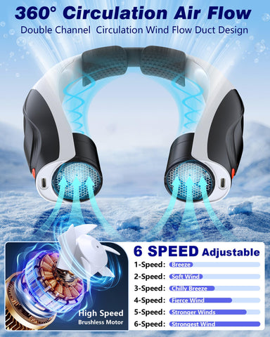 Tenvolti neck fan features soft silicone padding for comfortable all-day wear.