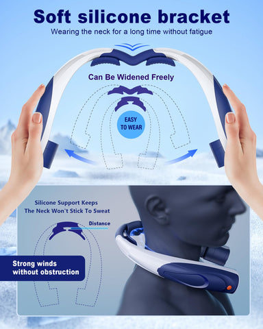 Tenvolti neck fan silicone padding for a soft, slip-free feel.