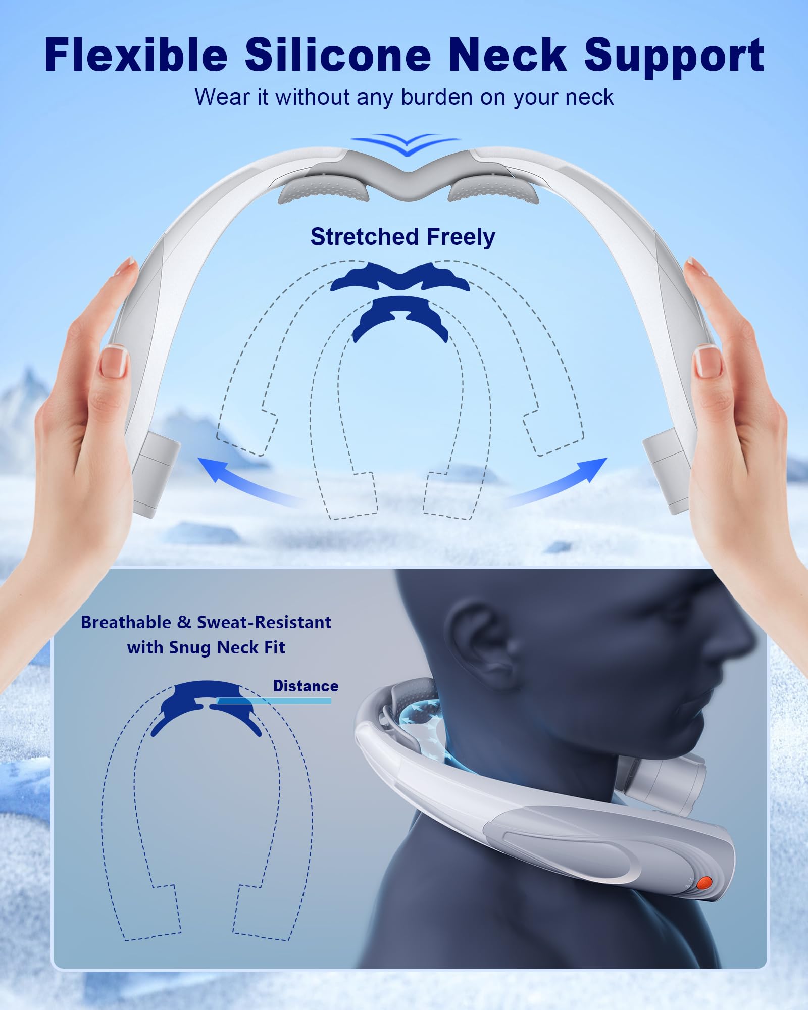 Tenvolti neck fan available in stylish colors for office or outdoors.