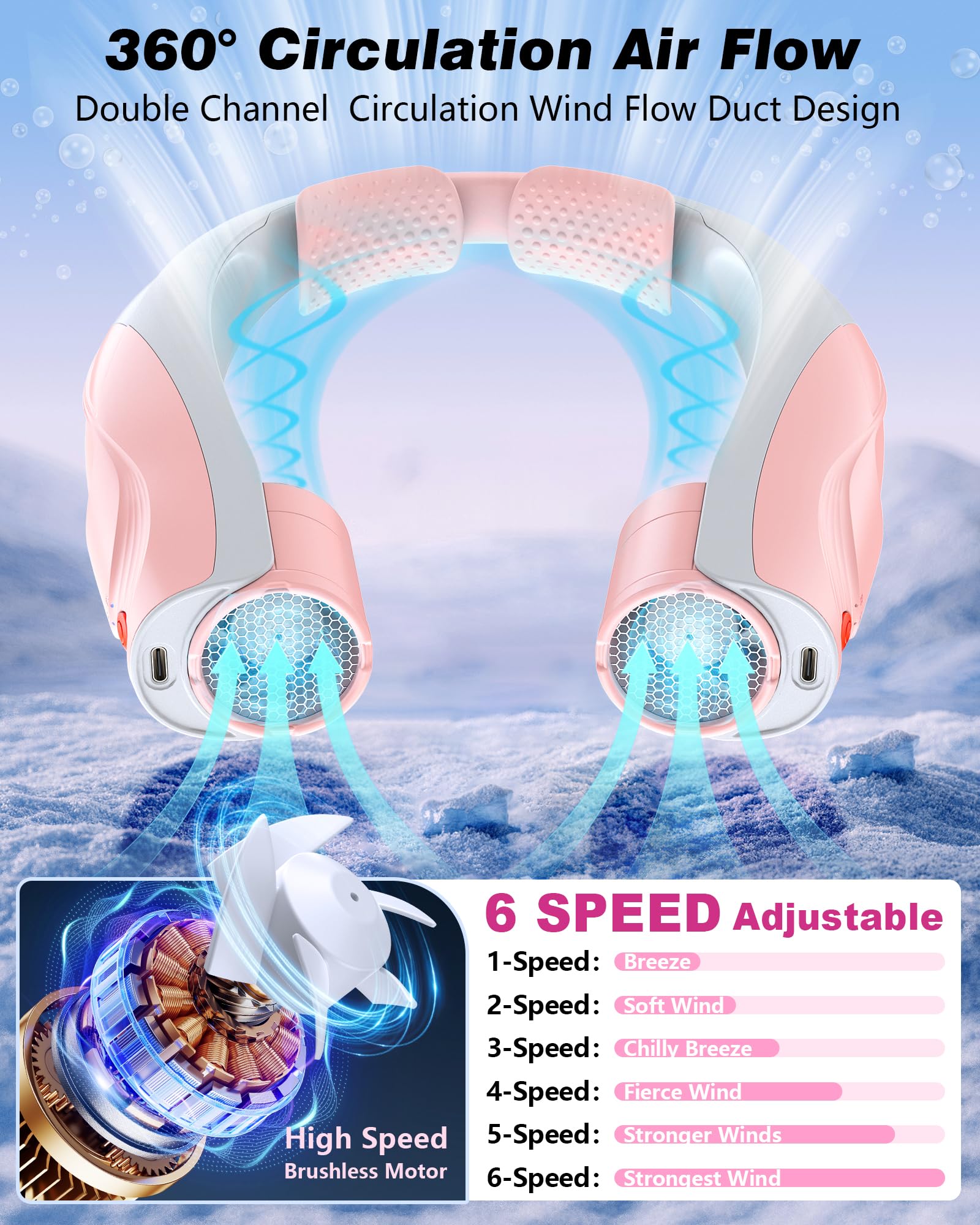 Tenvolti ultralight neck fan weighs 0.7 pounds for comfy wear