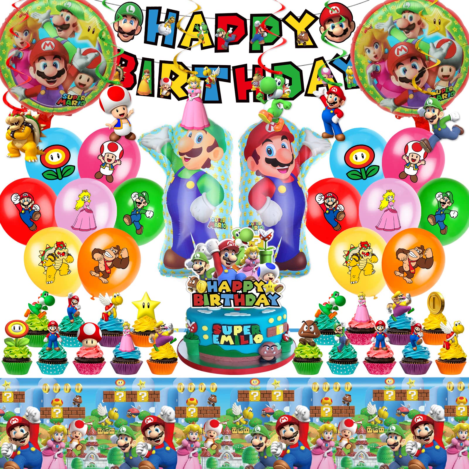 TEOY Mario banner enhances party decor and photo moments for a lively birthday.