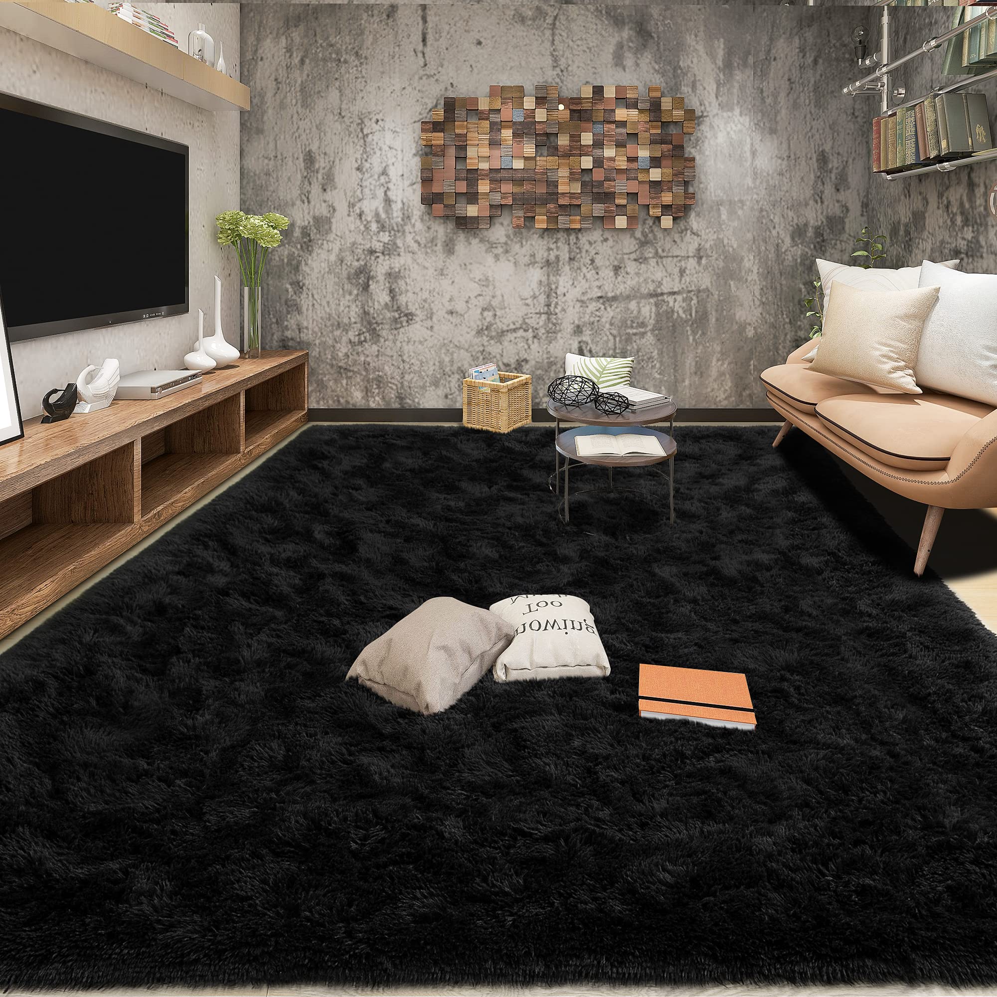 Tepook 8x10 fluffy rug with a soft velvet surface for cozy feet.