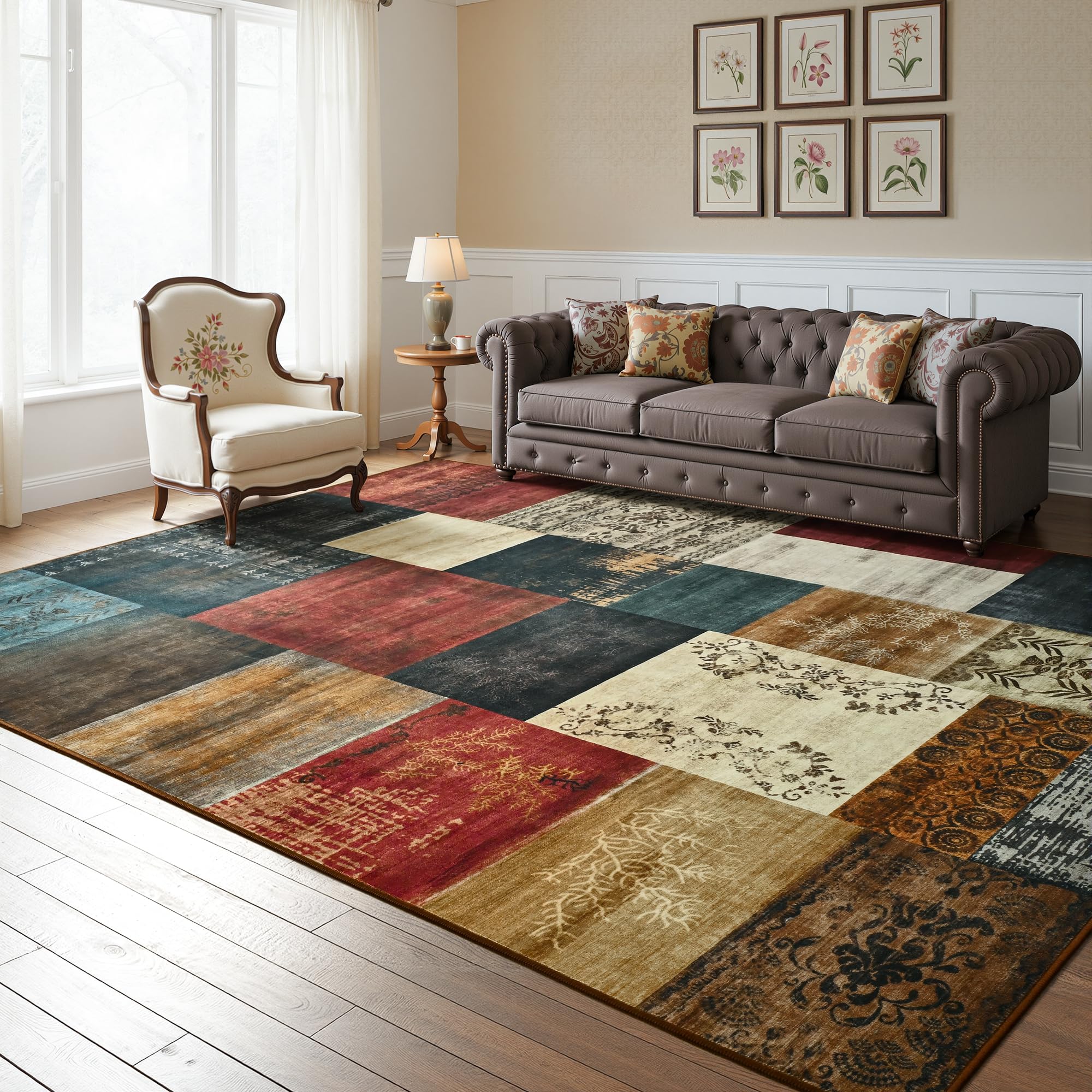 Tepook home decor rug multi-color blocks brighten interiors and spark style.