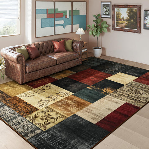 Tepook patchwork rug soft surface provides comfortable footfall in any room.