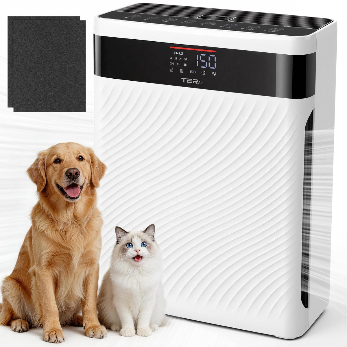 TER Air pet-hair-capture captures floating pet hair for a cleaner living space.