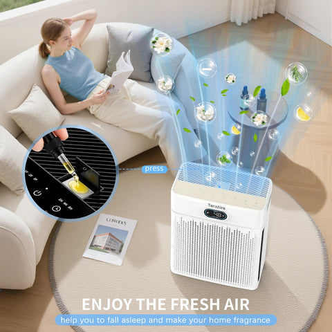 TeraAire purifier in a quiet bedroom for undisturbed sleep