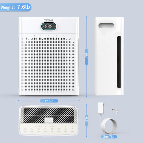 User resetting the filter indicator on a TeraAire purifier