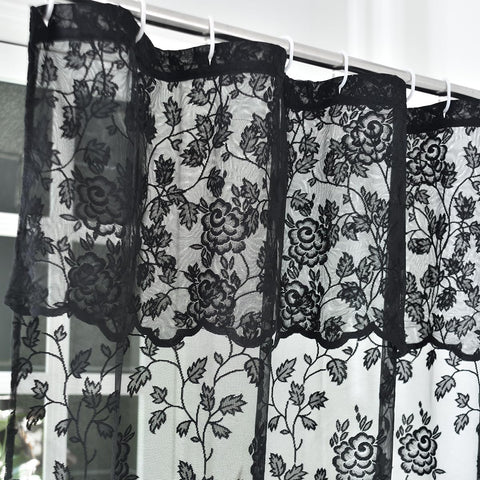 TERLYTEX lace shower curtain close-up reveals intricate embroidery and delicate texture