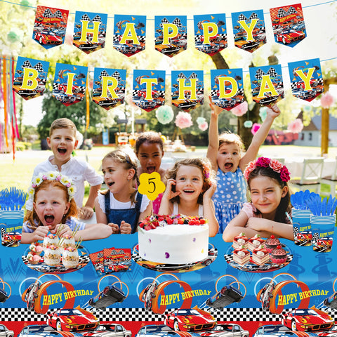 Tesitehi racing car 7-inch dessert plates vibrant and kid-friendly