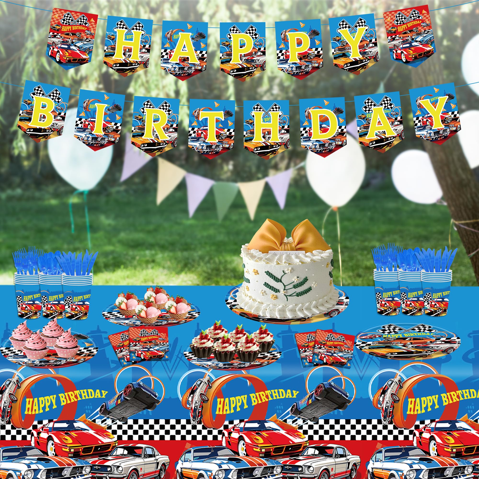 Tesitehi racing car 9-inch plates with bold graphics for easy dining