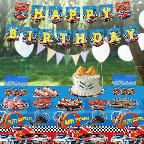 Tesitehi racing car 9-inch plates with bold graphics for easy dining