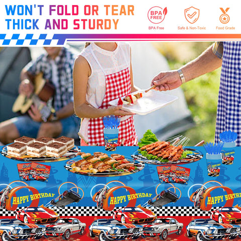Tesitehi racing car tablecloth waterproof and wrinkle-resistant for quick cleanup