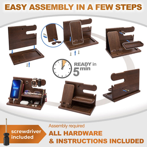 TESLYAR Bourbon Brown docking station key area organizes daily keys
