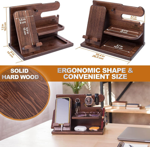 TESLYAR Bourbon Brown docking station watch slot keeps timepiece secure