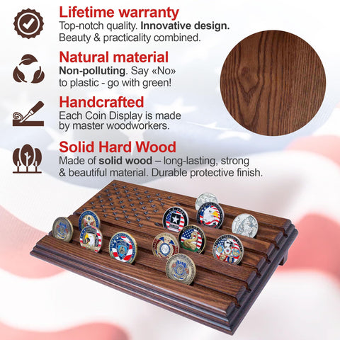 TESLYAR wood engraved stars detail enhances the patriotic motif