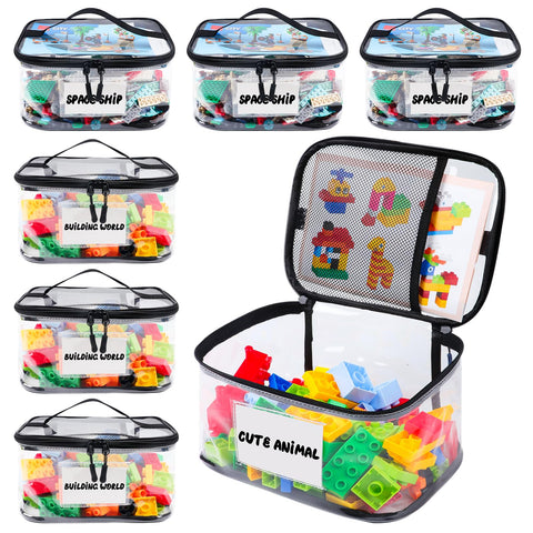 Tesuko 6-pack clear toy storage bags keep LEGO organized and visible.