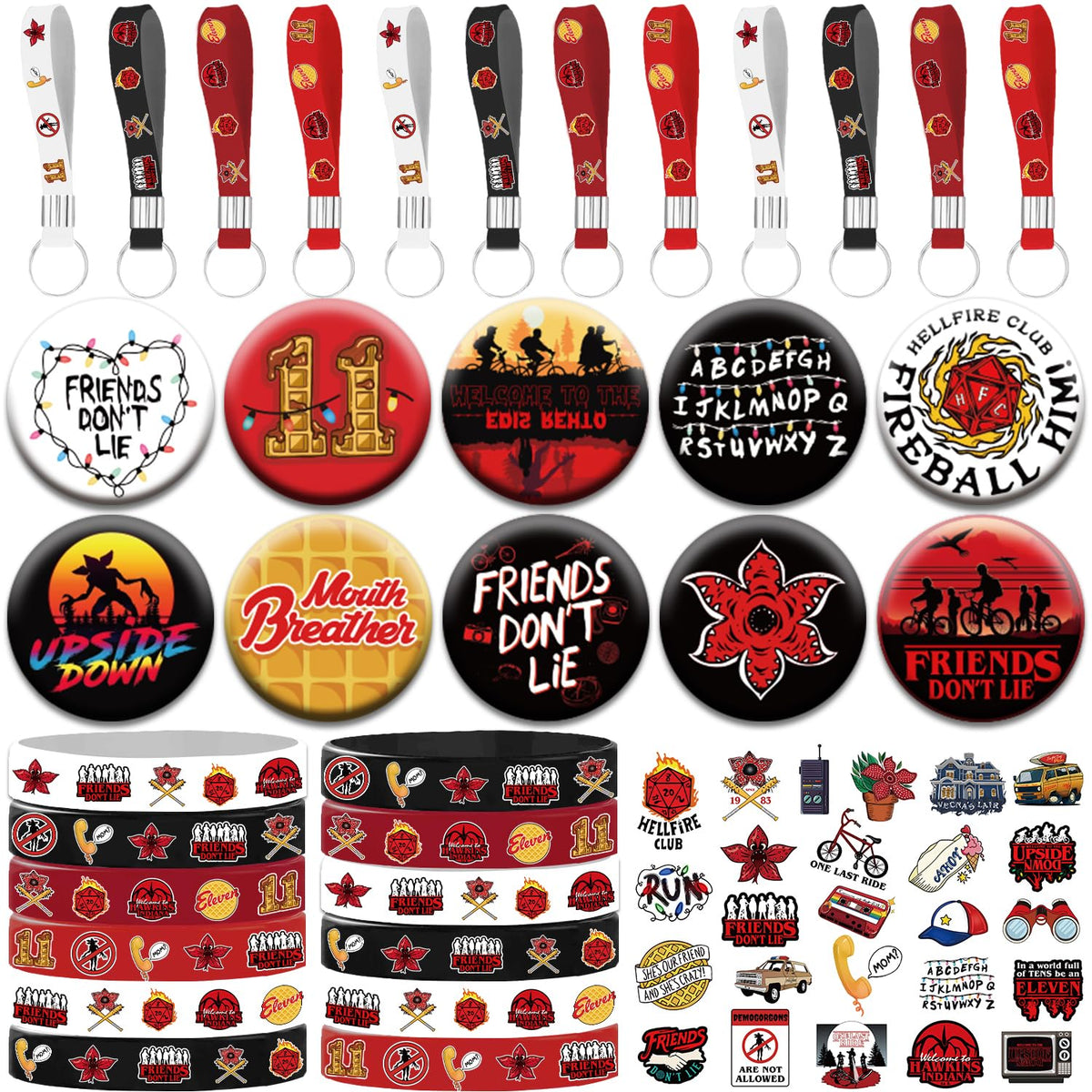 Tetcuican 84Pcs red and black horror decor set for eerie birthday ambiance.