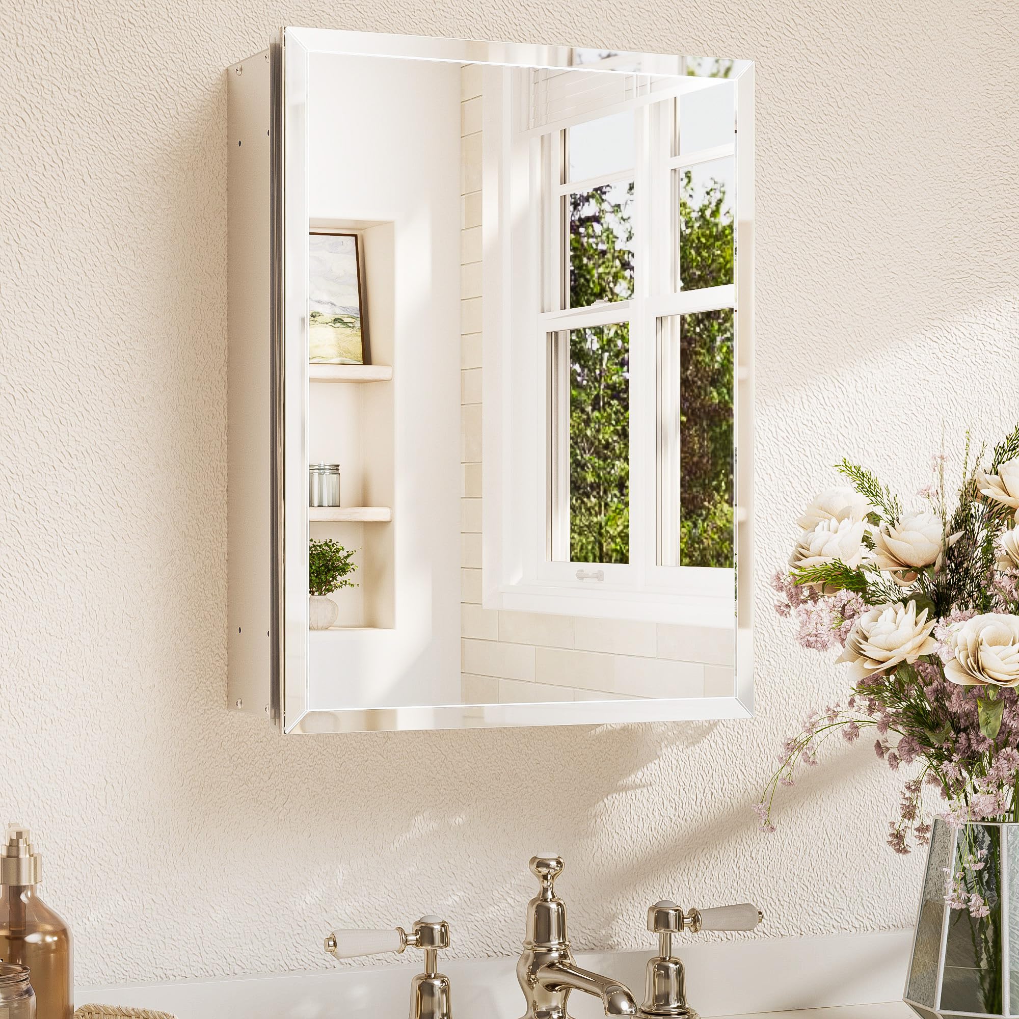tetote 14x18 medicine cabinet with compact storage and elegant view