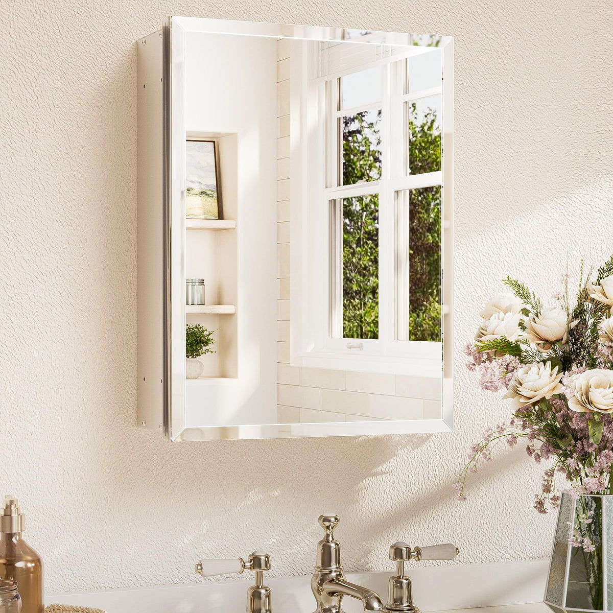 tetote 14x18 medicine cabinet with compact storage and elegant view