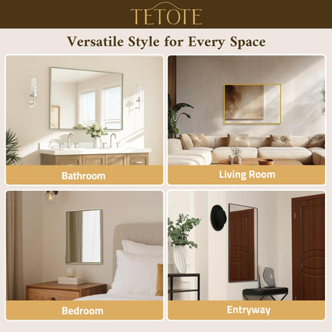 TETOTE versatile bathroom mirror for over-sink or wall mounting.