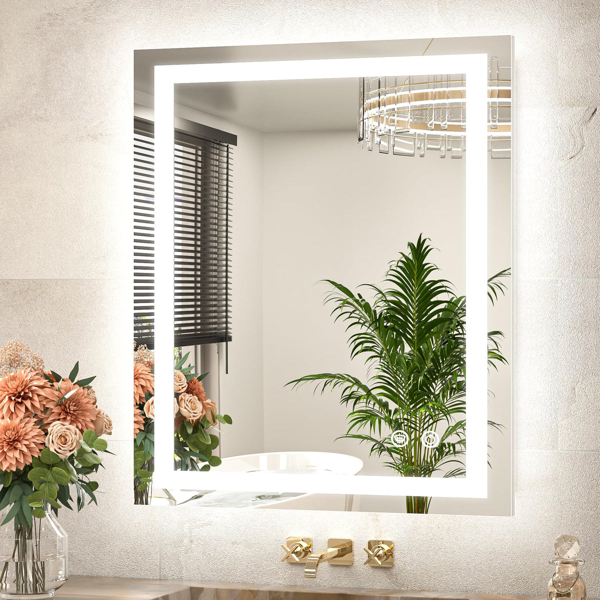 TETOTE LED bathroom mirror with dual front and back lighting for clear mornings.