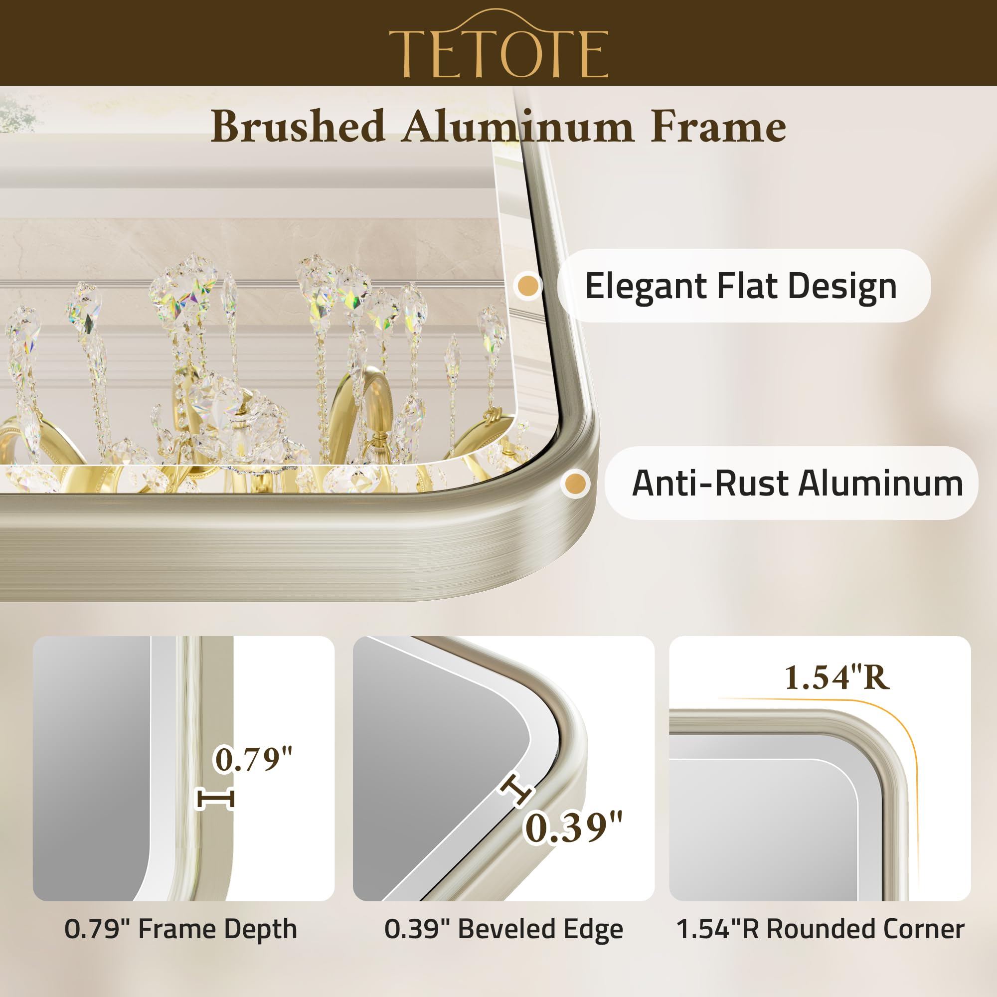 TETOTE rounded-corner mirror design for safe, everyday use.