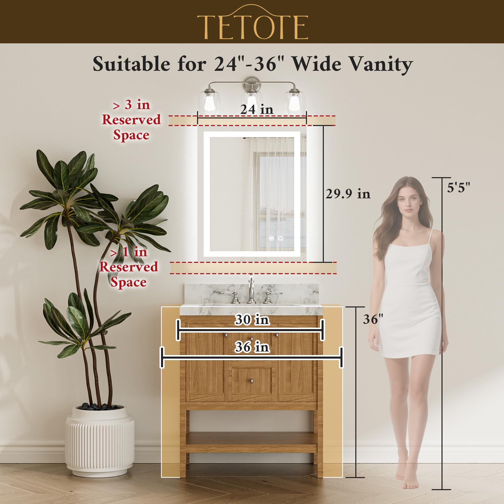 TETOTE waterproof design protects lighting in humid bathrooms for long life.