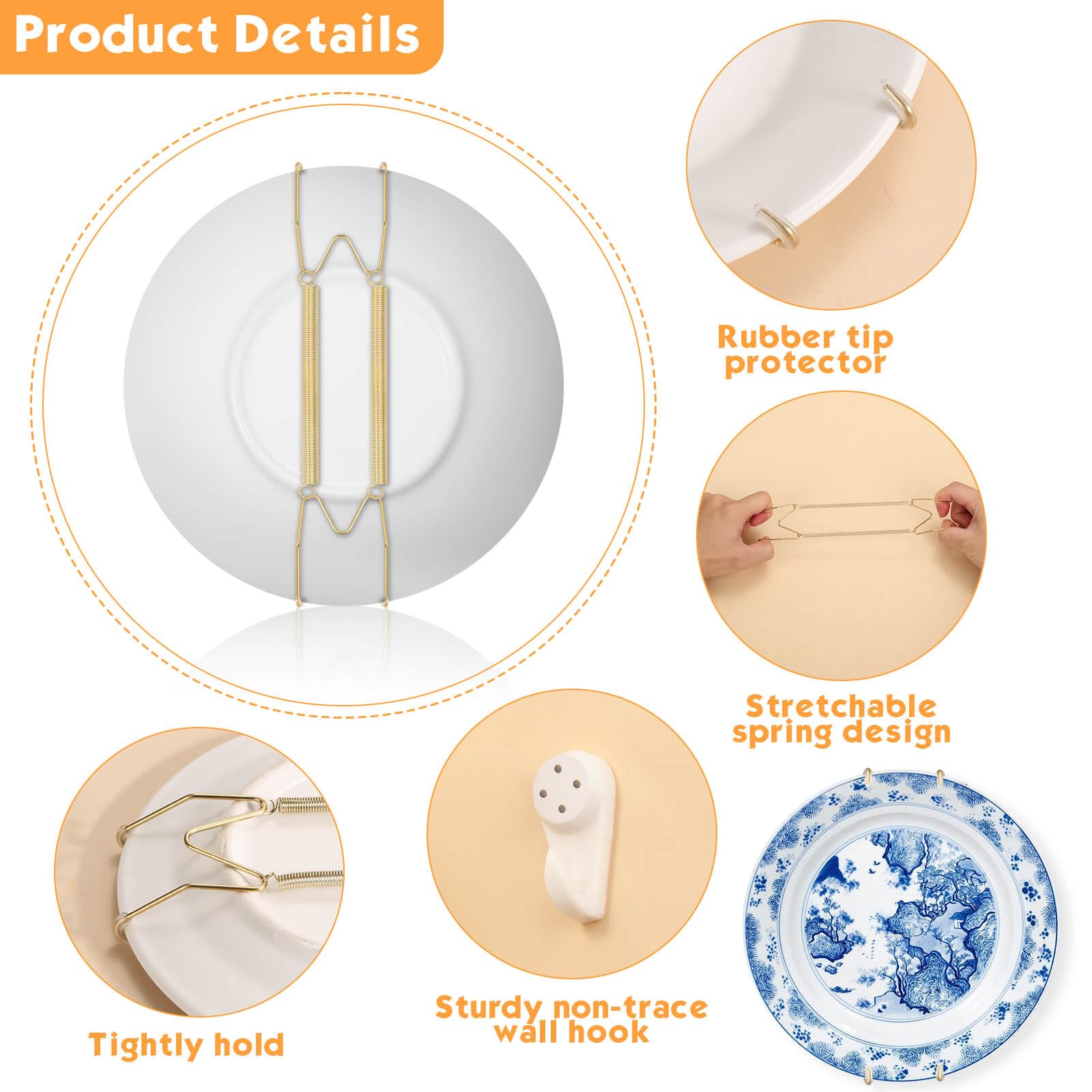 Tetutor 10-inch plate hanger supports larger plates with stable grip.
