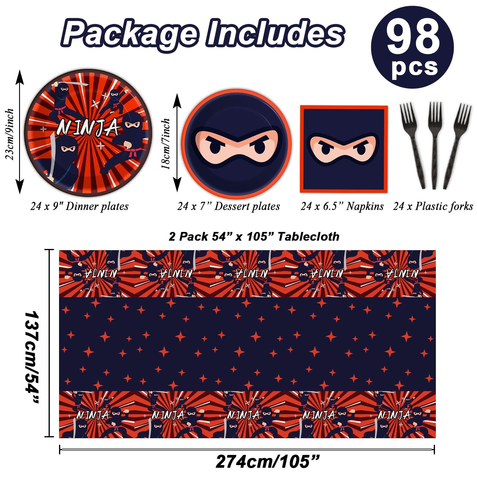 Tevxj Ninja Warrior dinner plates provide sturdy disposable dinnerware for quick party cleanup.