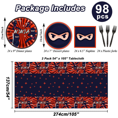 Tevxj Ninja Warrior dinner plates provide sturdy disposable dinnerware for quick party cleanup.