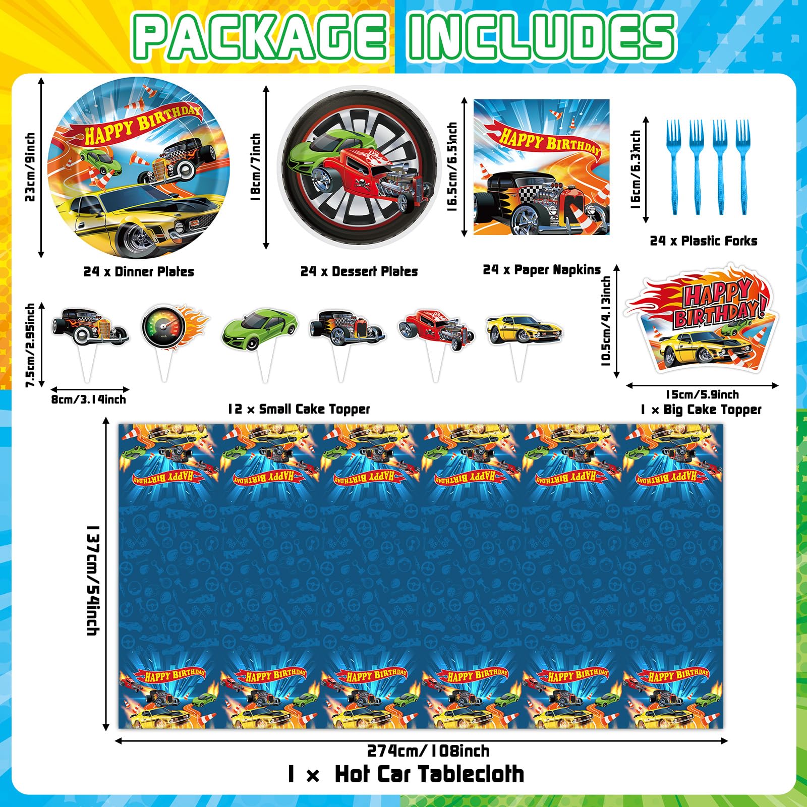 Tevxj race car dessert plates 7 inch for quick snacks.