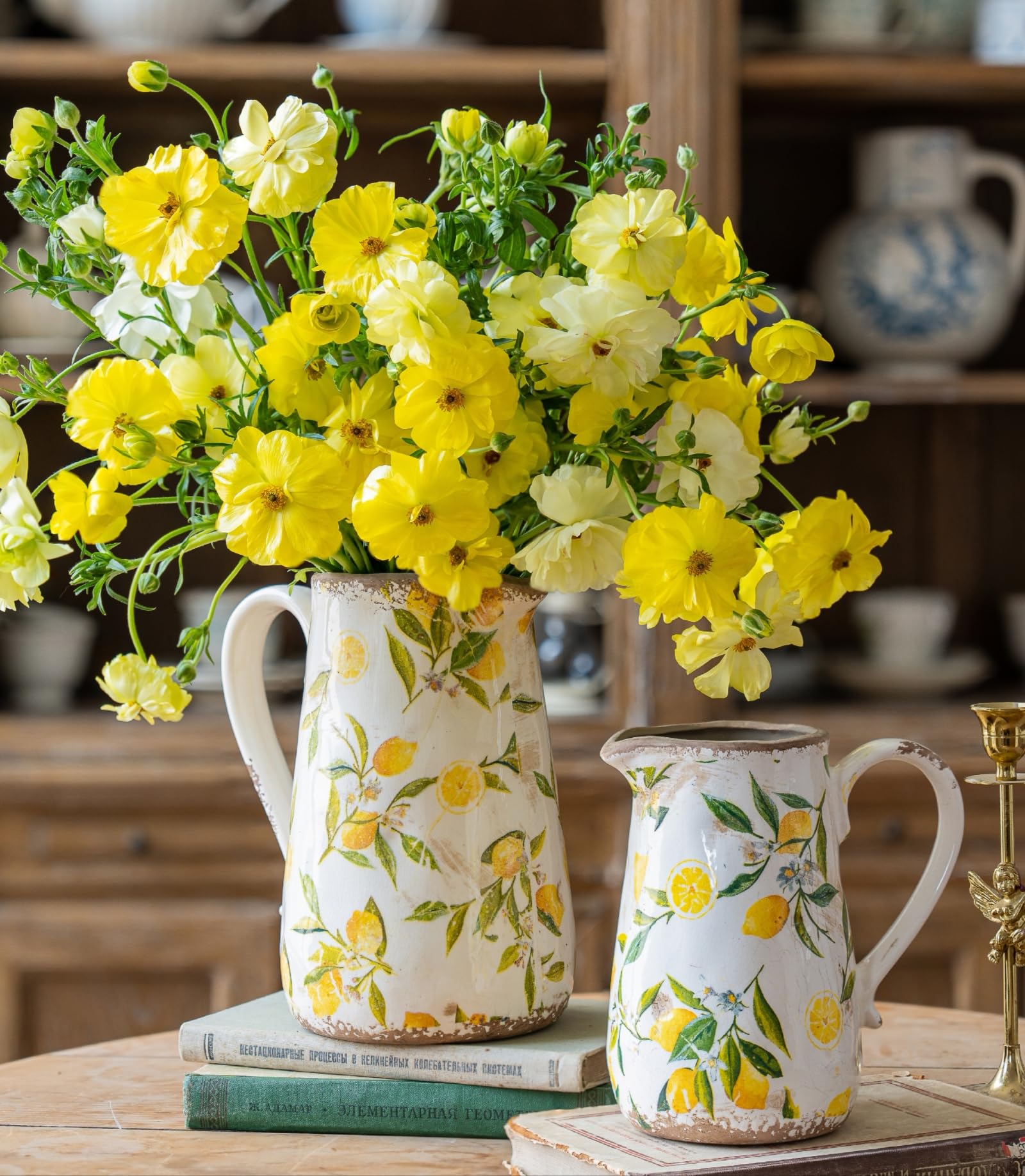 Teweiqi green floral pattern vase complements rustic or modern decor.