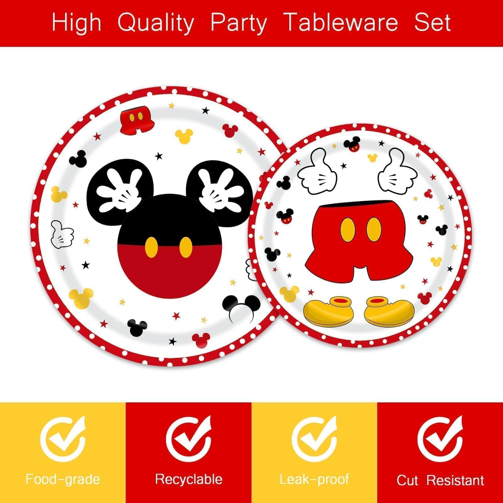 Tewess 96-piece red mouse tableware set napkins bring cohesive theme and quick cleanup.