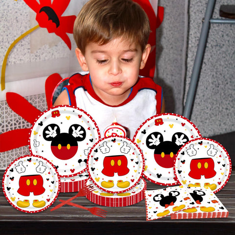 Tewess 96-piece red mouse tableware set party pack ideal for 24 guests at gatherings.