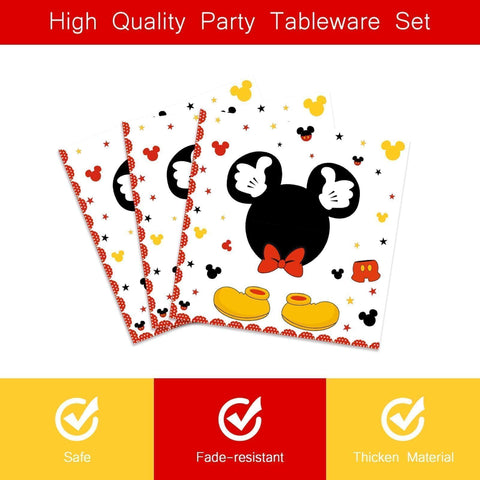Tewess 96-piece red mouse tableware set red forks enable easy portioning and service.