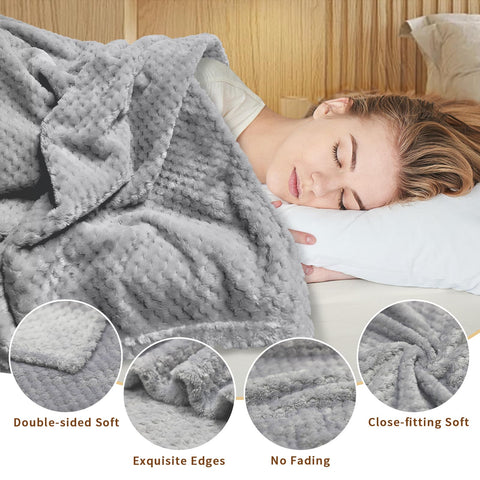 Tewloss 3D waffle texture decor throw gray enhances room style.