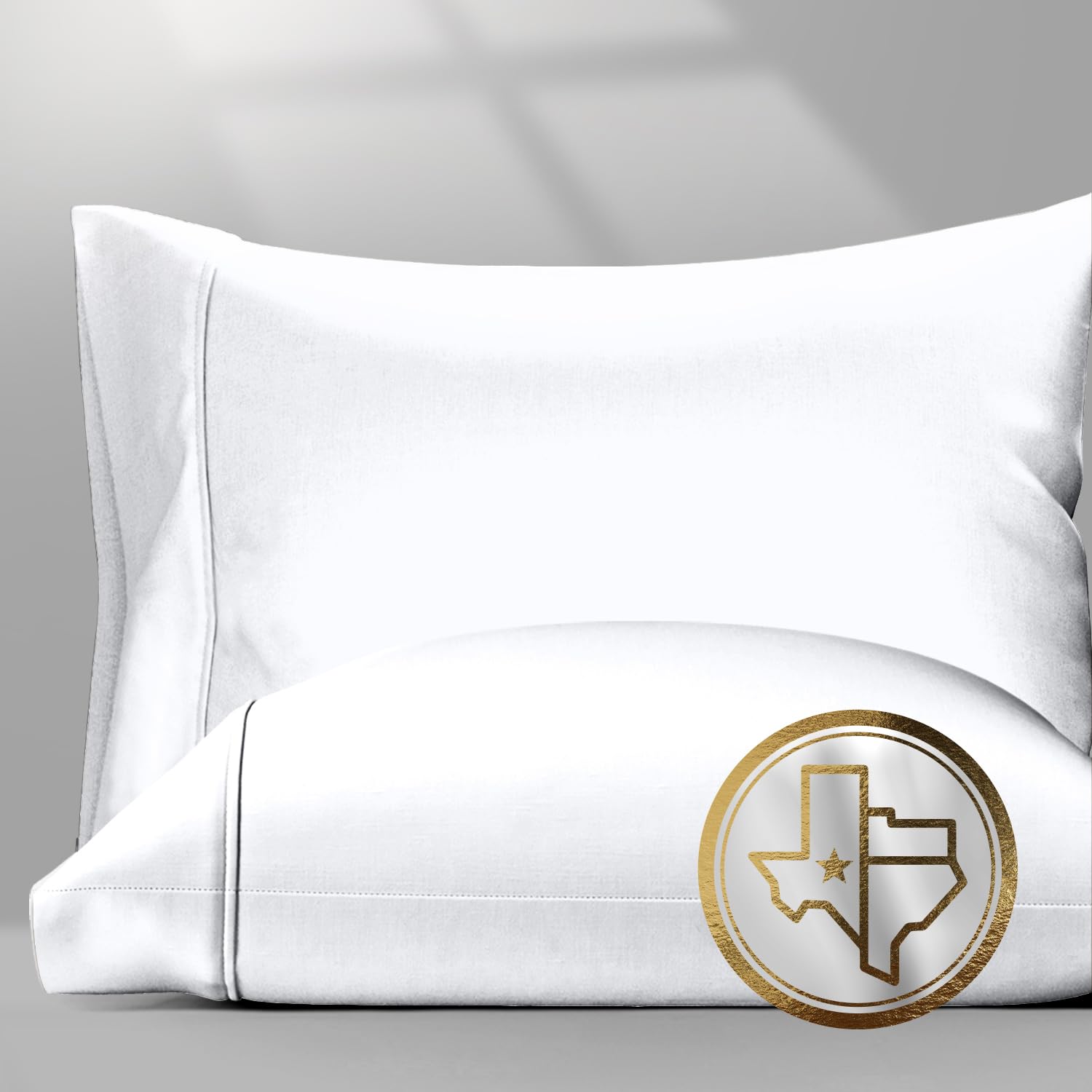 Texas Linen Co. 1500 Series pillowcase in white with sateen finish for cooling comfort.