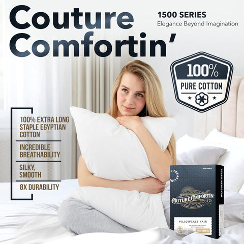 Texas Linen Co. King-size pillowcase set of 2 with hemstitch detailing for elegant bedding.