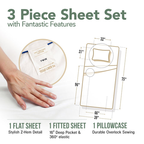 Texas Linen Co. Organic cotton percale close-up reveals durable, breathable weave.