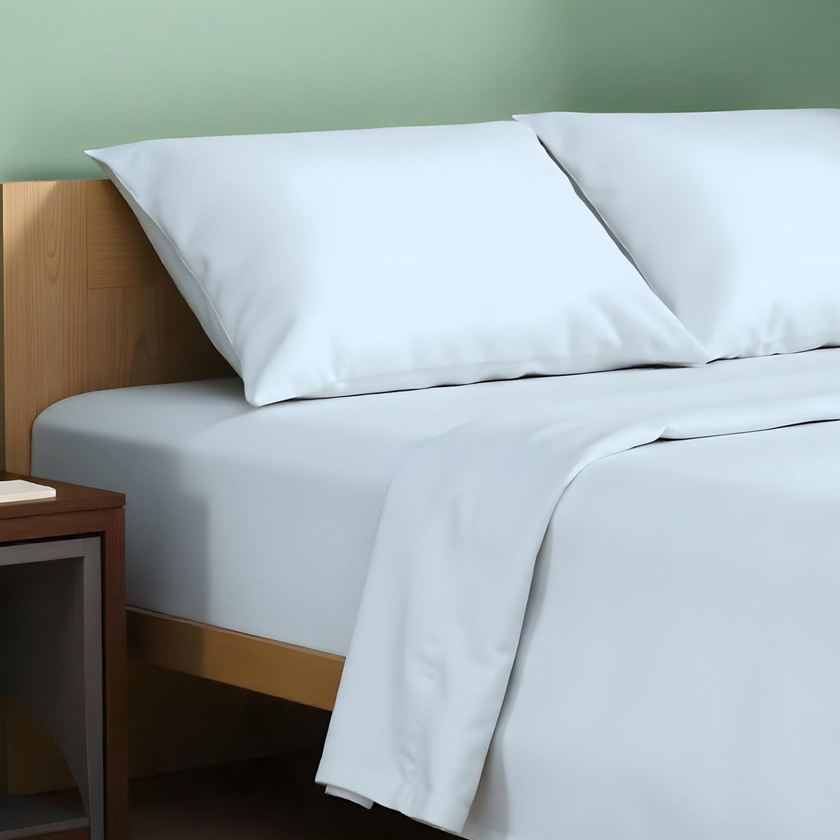 Texas Linen Co organic cotton sheets close-up shows crisp percale weave for cooling