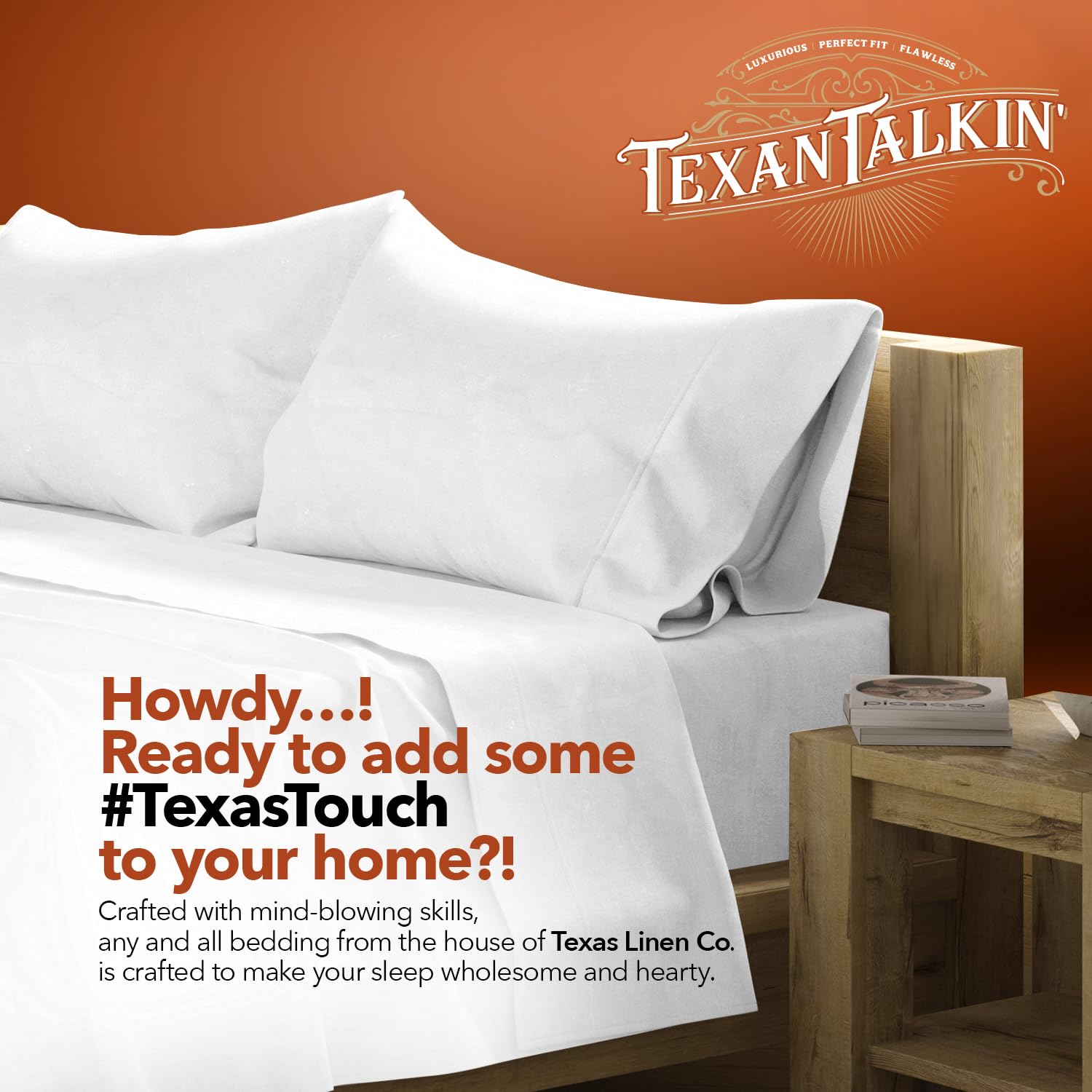 Sleep scene featuring Texan Talkin' bedding in a bright, inviting room
