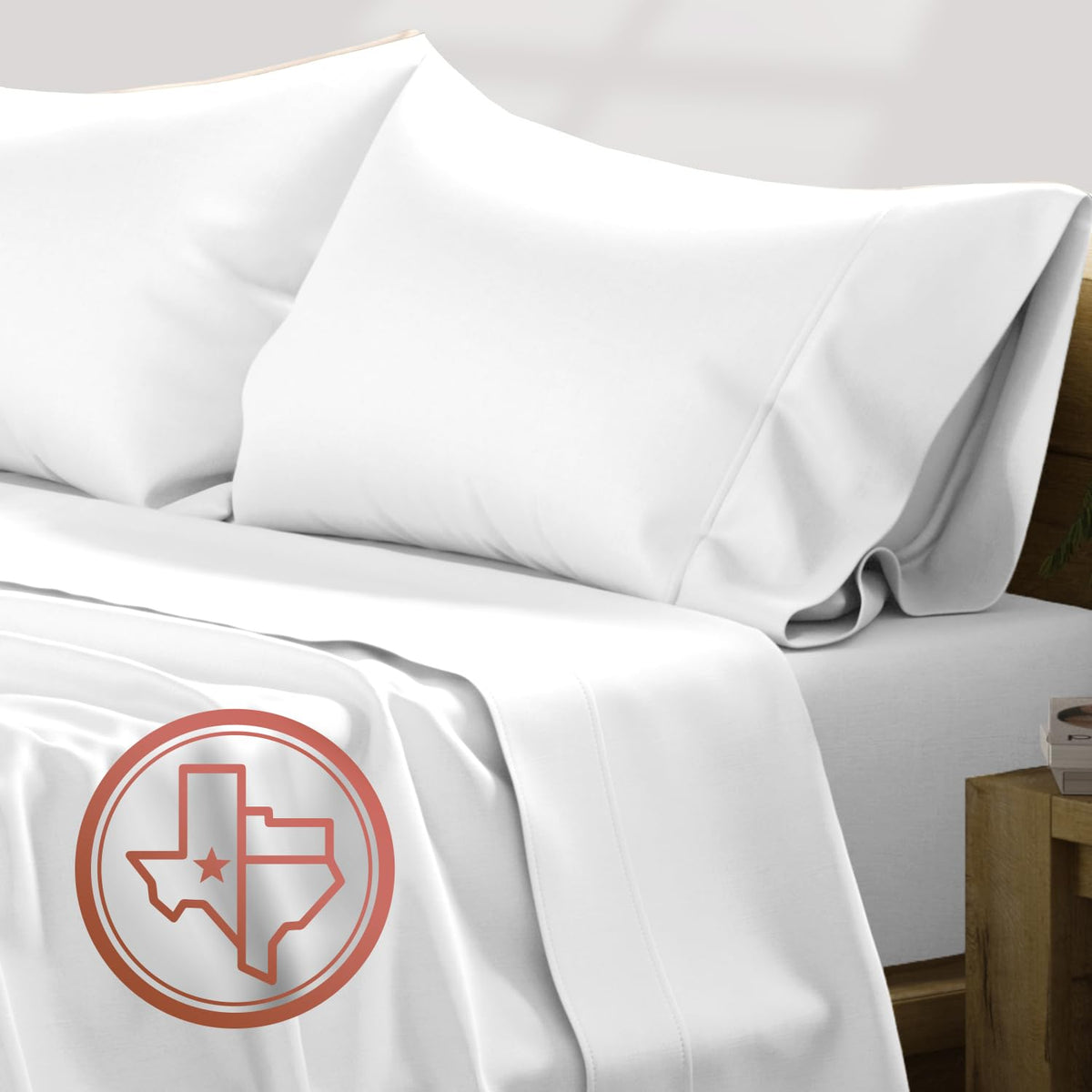 Texas Linen Co. Texan Talkin' Collection top sheet shows silky, cooling comfort.