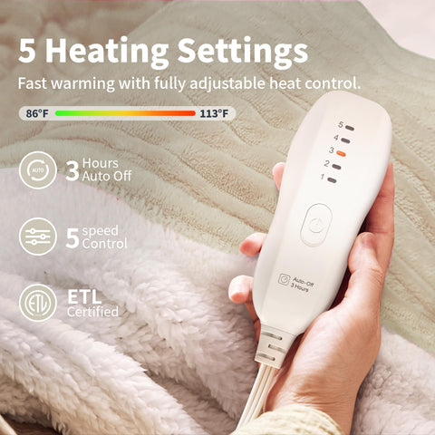 Texciting heated blanket features a 3-hour auto-off timer for safety.