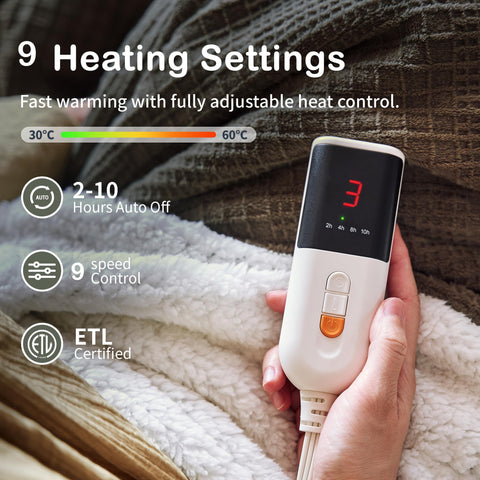 Texciting heated blanket digital controller enables easy temperature settings.