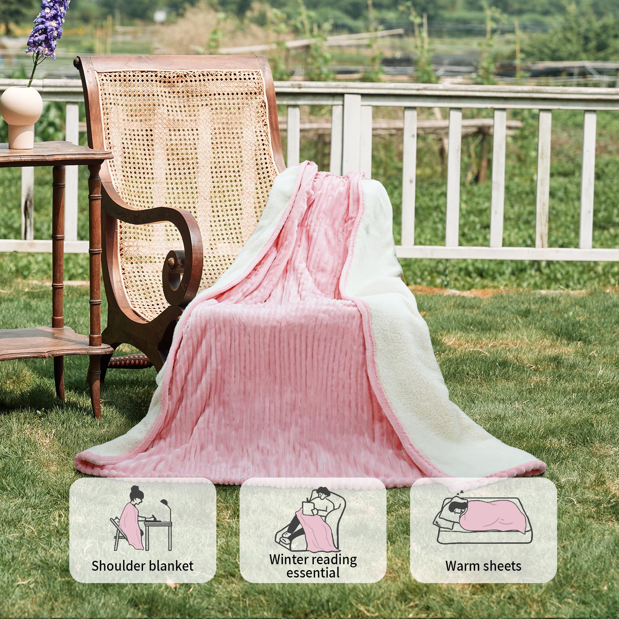 Texciting heated blanket pink 50x60 safety monitoring maintains consistent warmth.