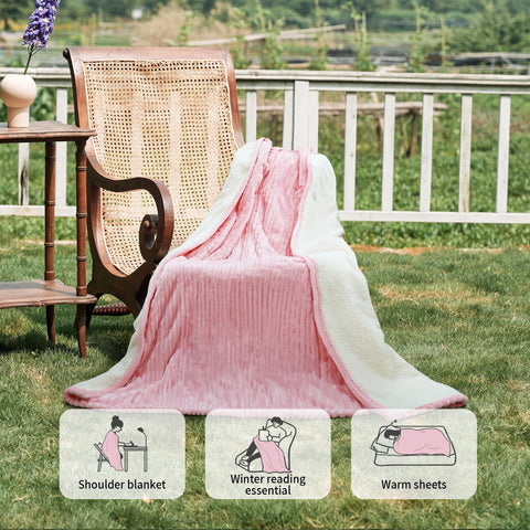 Texciting heated blanket pink 50x60 safety monitoring maintains consistent warmth.