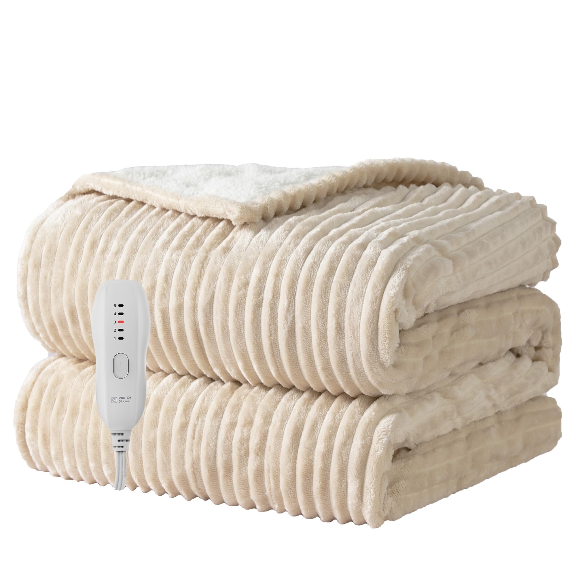 Texciting heated blanket close-up shows ultra-soft material for cozy warmth.